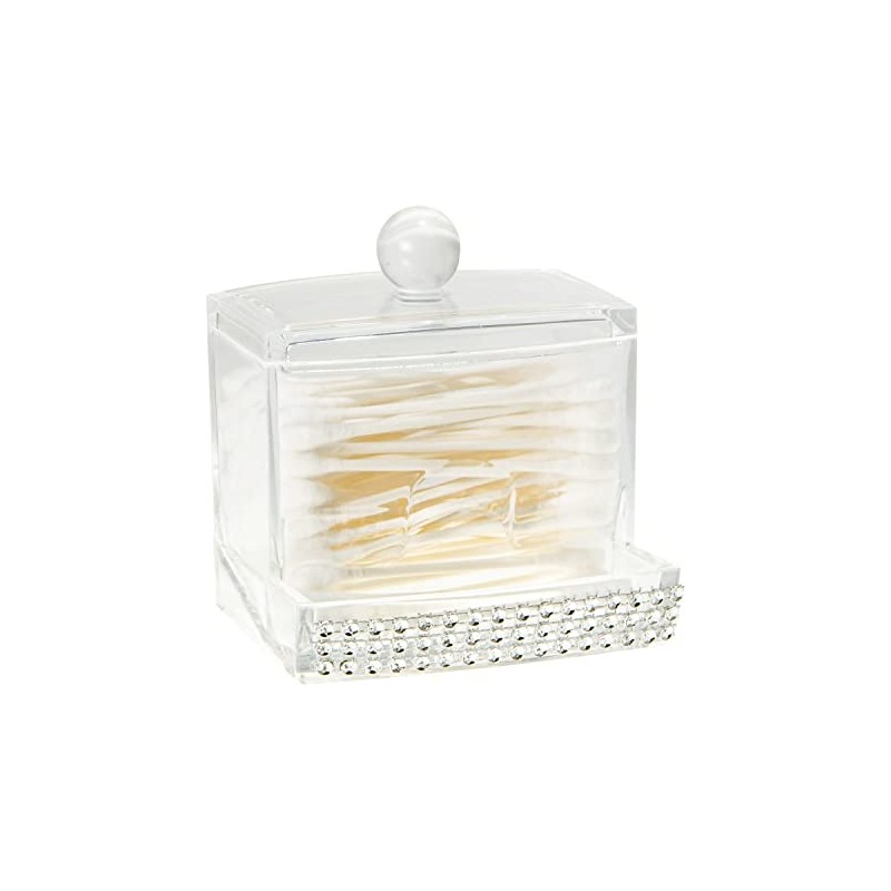 Laura Ashley Q-tip Box in Pave Diamond Design, Super Clear