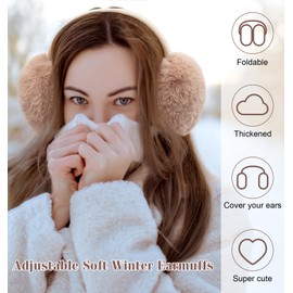 YSense Earmuffs Ear Warmers for Women Winter Fur Adjustable Foldable Ear Muffs Gifts