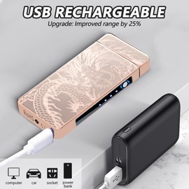 COMANYI Rechargeable Electric Lighter - Plasma Arc Candle Lighter, Dragon Torch, Windproof with LED Power Display for Camping, Hiking, Traveling (GoldDragon)