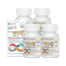 Chong Kun Dang [12 months] Chong Kun Dang Vitamin D 1000IU 90 tablets, 4 units / [12개월] 종근당 비타민D 1000IU 90정, 4개