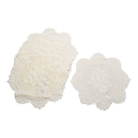 Pack of 6 Monica Lace Round Doilies 100% Polyester Traditional Floral Table Mat Doyleys 12" (Cream)