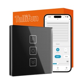 Tallifun Smart Roller Shutter Switch with Percentage Display, WiFi Blind Switch, Roller Shutter Control for Smart Life, Works with Alexa/Google Assistant/Siri, Requires Neutral Conductor 80 x 80 mm