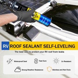 Autosel Self-Leveling RV Roof Sealant, 2 Pack White Lap Sealant – 30s Fast Leveling, Waterproof, Weather-Resistant for RV Roof, Camper, Trailer, and Window Sealing & Repair