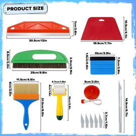 Mumjooyi Wallpaper Tools Set Wallpaper Smoothing Tool with Seam Roller Wallpaper Brush Squeegee Wallpaper Cutting Tool Tape Measure Brushes for Wallpaper Paste Window Film