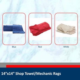Sara Glove 14x14 Inch Shop Towel/Cleaning Mechanic Rags - 100% Cotton Commercial Towels, Perfect for Automotive Garage, Kitchen, Home (RED) (100 Count)