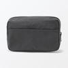 Wrinkle Nylon 84473937 Wide Opening Pouch, Dark Gray, L, Approx.