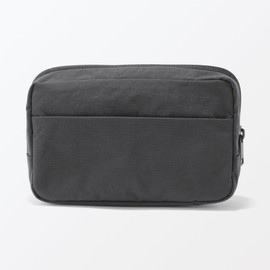 Wrinkle Nylon 84473937 Wide Opening Pouch, Dark Gray, L, Approx. 7.1 x 4.5 x 2.8 inches (18 x 11.5 x 7 cm)