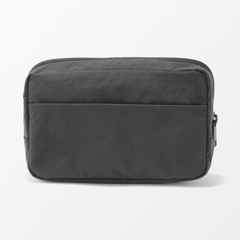 Wrinkle Nylon 84473937 Wide Opening Pouch, Dark Gray, L, Approx.