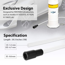 FIRSTINFO A1104C Dia. Manguera de aceite de tubo de nailon de 5,3 x 6,7 mm con 39,3 pulgadas de largo para bomba neumática/manual de aceite de 6,5 l y 15 l