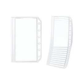 NatSumeBasics 12 A7 Budget Binder Pockets Zipper Clear 3" x 5" Cash Stuffing Envelopes No Zipper Bluky Planner Inserts (A7)