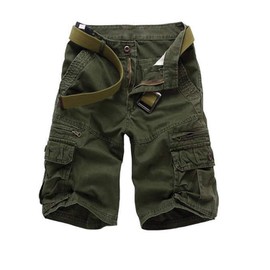 Calsky Men's Lightweight Multi Pocket Casual Outdoor Twill Cargo Shorts with Zipper Pockets with 8 Pockets No Belt (US, Numeric, 32, Regular, Regular, Green)