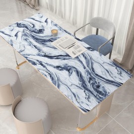 EaseStick White Blue Marble Contact Paper for Countertops Waterproof Matte Liquid Marble Wallpaper 15.7"x160" Removable Countertop Contact Paper Peel and Stick Navy Wallpaper for Bathroom Kitchen Desk