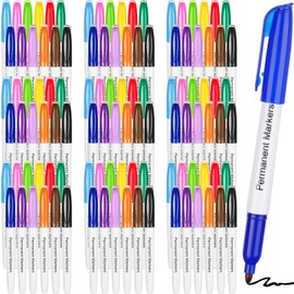 Yahenda 108 Pack Colored Permanent Markers Bulk Colorful Permanent Marker Pen Fine Point Waterproof Permanent Markers for Work on Wood Metal Plastic Stone Glass Office School (Multicolor)