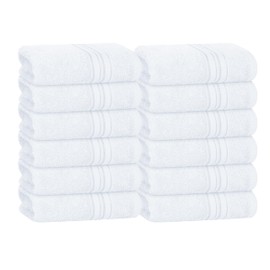 BOUTIQUO Ultra Soft Cotton Washcloths, Contains 12 Piece Face Cloths 12x12 inch, Ideal for Everyday use Face Towels, Compact & Lightweight Multi Purpose Washcloths - White
