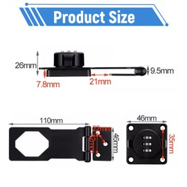 Forbabe Hasp with Combination Lock, 4.5 Inch Security Hasp Lock Bolt Black Metal Door Bolt Lockable for Doors Cupboards Windows (2)