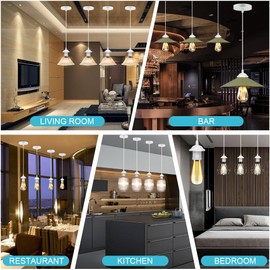 AUAUY AUAUY 2 Pack White Pendant Light Fitting, E27 Lamp Holder for Ceiling Pendant Light with 90CM Adjustable Cable, Flex Cable Ceiling Rose, Modern Ceiling Fitting Set for Kitchen Dining Room Ceiling