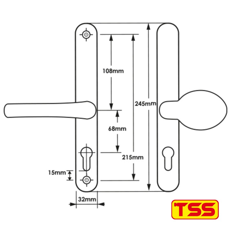 TSS White UPVC Door Handle Pair Set with Lever and