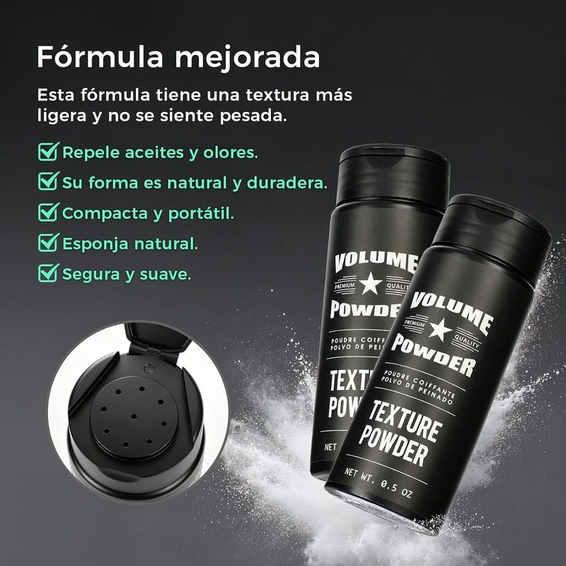 2PCS Polvo Texturizador Cabello Hombre,Polvo para Peinar Hombre