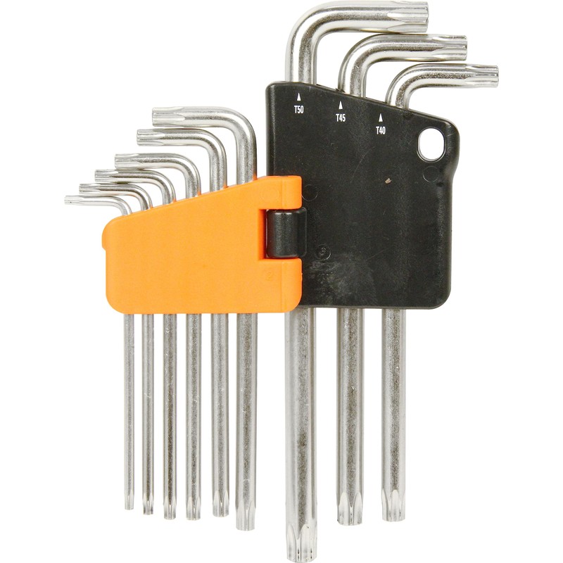 E-Value ELTW09SL Hex Lobe Wrench Set, Anti-Fidding, 9-Piece Set