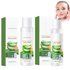 120 ml Facial Toner + 120 ml Aloe Vera Lotion with Aloe Vera, Aloe Vera Moisturising, Aloe Soothing Gel, Vera Gel for Dry, Mild Facial Cleansing, Pure Natural Tone (6)