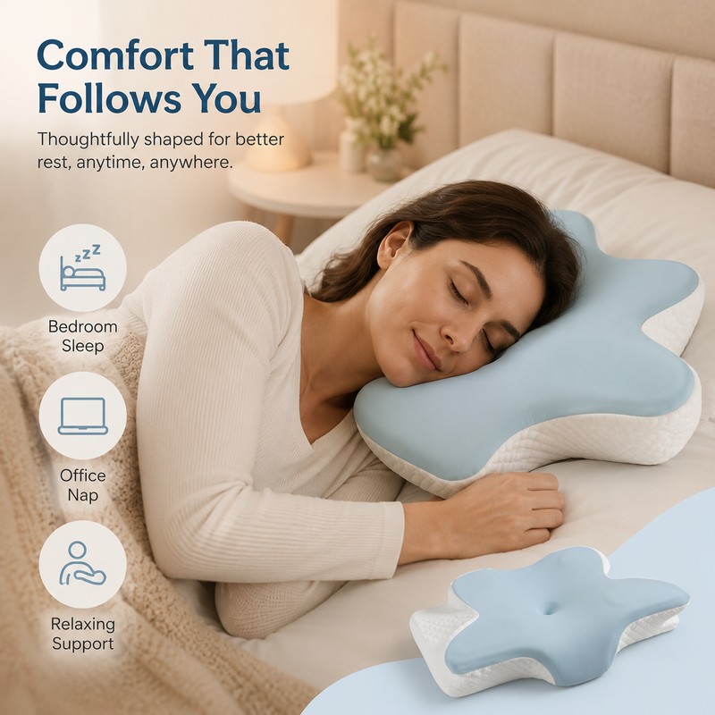 Cooling Memory Foam Pillow for Sleep – Butterfly Neck Support