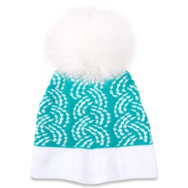 Pavilion Gift Company Snow Angel-Teal Knit Pom Hat (12-24 Months), Blue, One Size