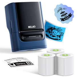 Nelko Label Maker Machine with Tape, PM220 Bluethooth Label Printer, 2 Inch Portable Thermal Printer for Small Business, Logo, Clothing, Sticker Printer for Phones & PC, with 3 Labels, Deep Blue