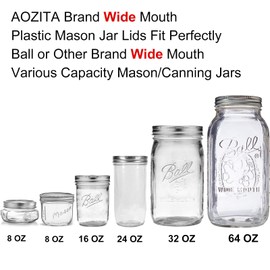 AOZITA [10 Pack] WIDE Mouth Mason Jar Lids for Ball, Kerr and More - White Plastic Storage Caps for Mason/Canning Jars - Leak-Proof, Dishwasher Safe & Food Grade