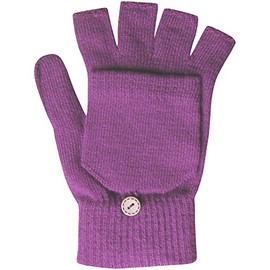 TeddyT's Ladies Winter Thermal Knit Magic 2 in 1 Combo Fingerless Gloves & Mittens (Purple)