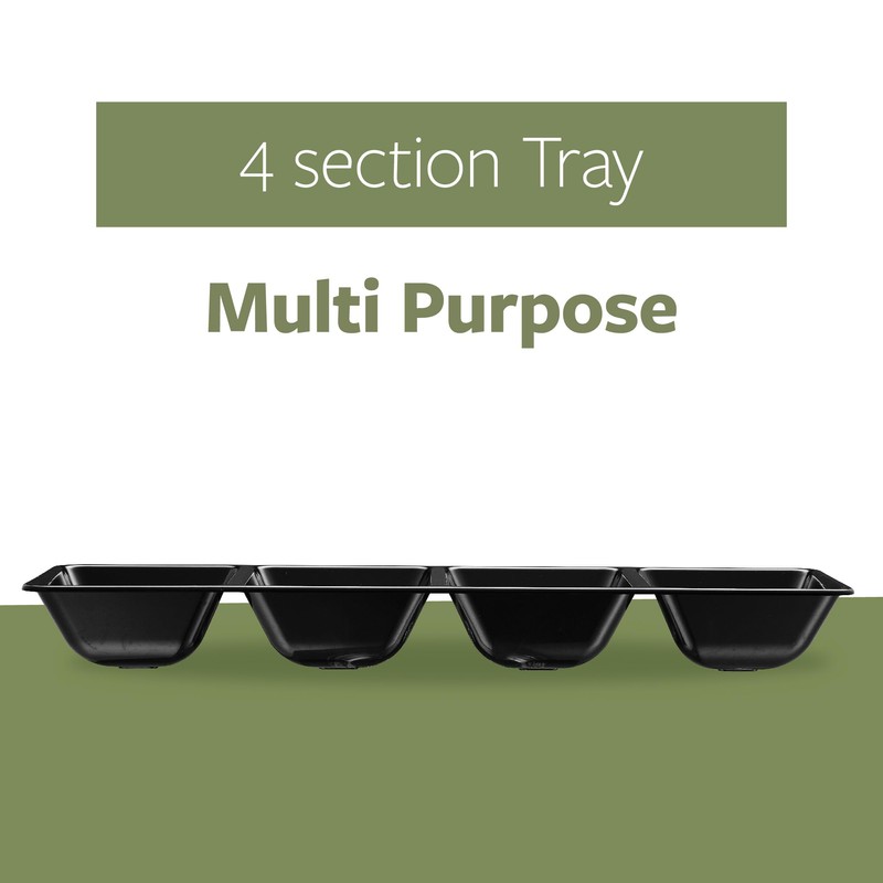 Plasticpro 4 Sectional Rectangle Plastic Serving Tray/Platter (2, Black)