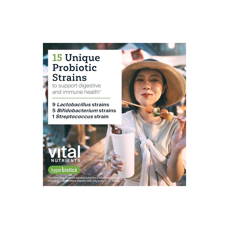 Hyperbiotics Vital Nutrients Pro-15 Prebiotics Probiotics for Women and Men