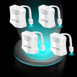 LAVAED Valentine's Day Gift Toilet Night Lights 32 Color Changing, Motion Sensor Activated LED Nightlight Toilet Bowl Illuminate Light Bathroom Decor,Gadgets,Fun Gifts Ideas - Quantity: 4pack