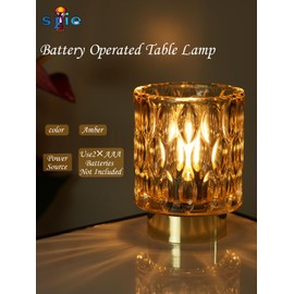 SJIE Battery Operated Lamp - Stylish Small Lamps Decorative with Timer & 3 Light Modes, No Plug in Lamps Cordless Battery Table Lamp for Bedroom/Bathroom/Fireplace(Without Remote Control)