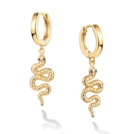 VACRONA Gold Snake Hoop Earrings Huggie Earrings for Women 14k Gold Plated Small Huggie Hoop Earrings