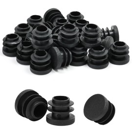 EASYEAH 5/8" (16mm) Plastic Hole Plugs Black -Round Chair Leg Caps, Flush Mount Pipe Plugs, Tubing End Caps for Metal&Wood Legs Tube, Outdoor Furniture Feet caps & Table Plastic Plugs, 24 PCS