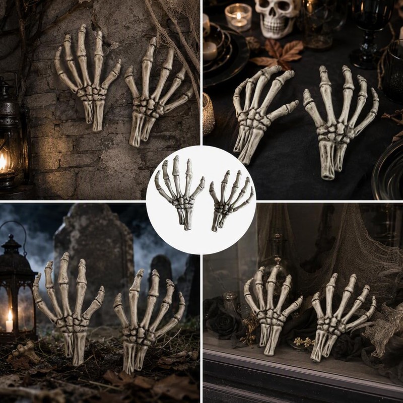 2Pcs Skeleton Hands, Plastic Skeleton Hands Halloween Decor