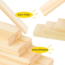 Joycabin Pack of 50 Wooden Blocks for Crafts, 100 x 20 x 7 mm Craft Wood Blocks Wooden Building Blocks Craft Blocks Wooden Wooden Sticks Craft Wood for DIY Projects and DIY Decoration Carving