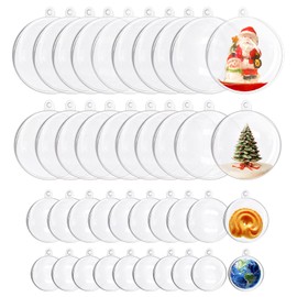 40 PCS Clear Acrylic Ball Ornaments, Plastic Christmas Fillable Ornaments, Transparent DIY Fillable Decoration Balls for Christmas Tree, Wedding, Party and Home Decor(4size)