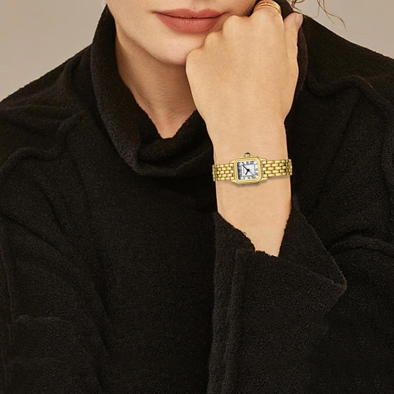 CHEETAH Watches for Women with Small Vintage Bracelet, Gold White