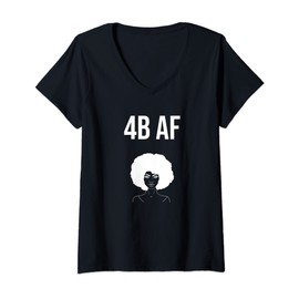 Womens 4B AF BLACK WOMENS CURLY KINKY COILY AFRO NATURAL HAIR PRIDE V-Neck T-Shirt