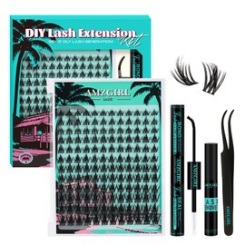 Manga Eyelash Clusters DIY Eyelash Extension Kit, 144 Pieces, Natural Eyelash Tufts Kit with Eyelash Binding and Seal, Eyelash Remover and Tweezers, Anime Cluster Eyelash Extension (Black)