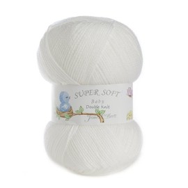 James Brett Acrylic Baby Double Knitting Yarn Supersoft DK Knit Wool 2 x 400g Ball (White - 4BB04)