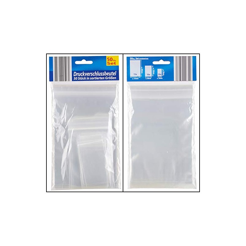 026309WU, Pack of 100 Grip Seal Bags in 3 Sizes,