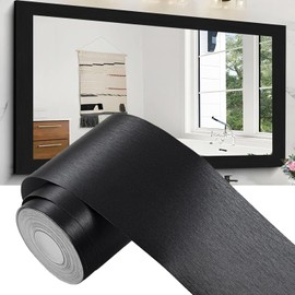 Alened Black Mirror Frame Border Peel and Stick Wallpaper, Mirror Tape Border Trim Removable Waterproor Wall Decor, Self Adhesive Bathroom Sticker 2" x 393"