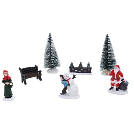 Toyland® Mini Resin Christmas Collectible Ornament - Village Scene Accessories - Christmas Figures (7pc Christmas Scene 10cm x 4cm)