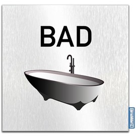 Türschilder24 Aluminium Dibond Schild - Türschild • 120 x 120 x 3 mm • Bad • 100% Made in Germany