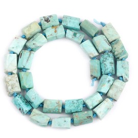 GEM-Inside 28Pcs 8x12mm Natural Blue Peru Turquoise Stone Gemstone Faceted Freeform Tube Column Chakra Beads for Jewelry Making Full 15" Strand Power Energy Healing