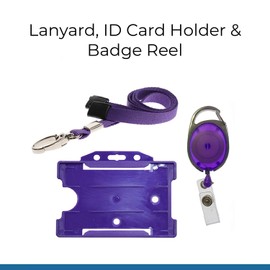 3 Piece ID Badge Set | Lanyard, Retractable Badge Reel, & ID Card Badge Holder, Purple PCL Media ltd