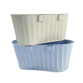 2piece Hanging Basket Construction 2X Metal Galvanized Porch Or Patio Planter Iron Fence Planter Holes Air Circulation