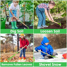 Amtreen Amtreen Kids Gardening Tools Set - 6PCS Detachable Garden Tool Kit with Gloves, Shovel, Rake, Hoe, Leaf Rake & Spray Bottle - Wooden Handles with Hanging Hole, Perfect Outdoor Toy Gift for Ages 3-5